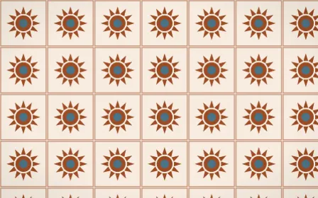 Outback Clay Sunburst Tile — light brown, blue and beige azulejo background