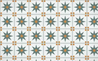 Pacific Fog Star Tile — light teal, orange and white azulejo background