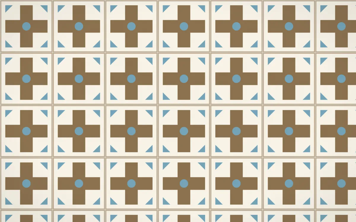 Pampas Cream Cross Tile — light orange, blue and beige azulejo background
