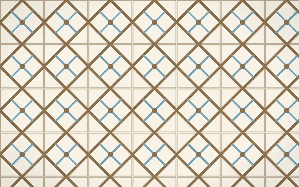 Pampas Cream Lattice Tile — light orange, blue and beige azulejo background