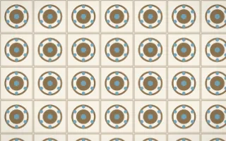Pampas Cream Medallion Tile — light orange, blue and beige azulejo background