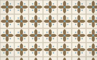 Pampas Cream Petal Tile — light orange, blue and beige azulejo background