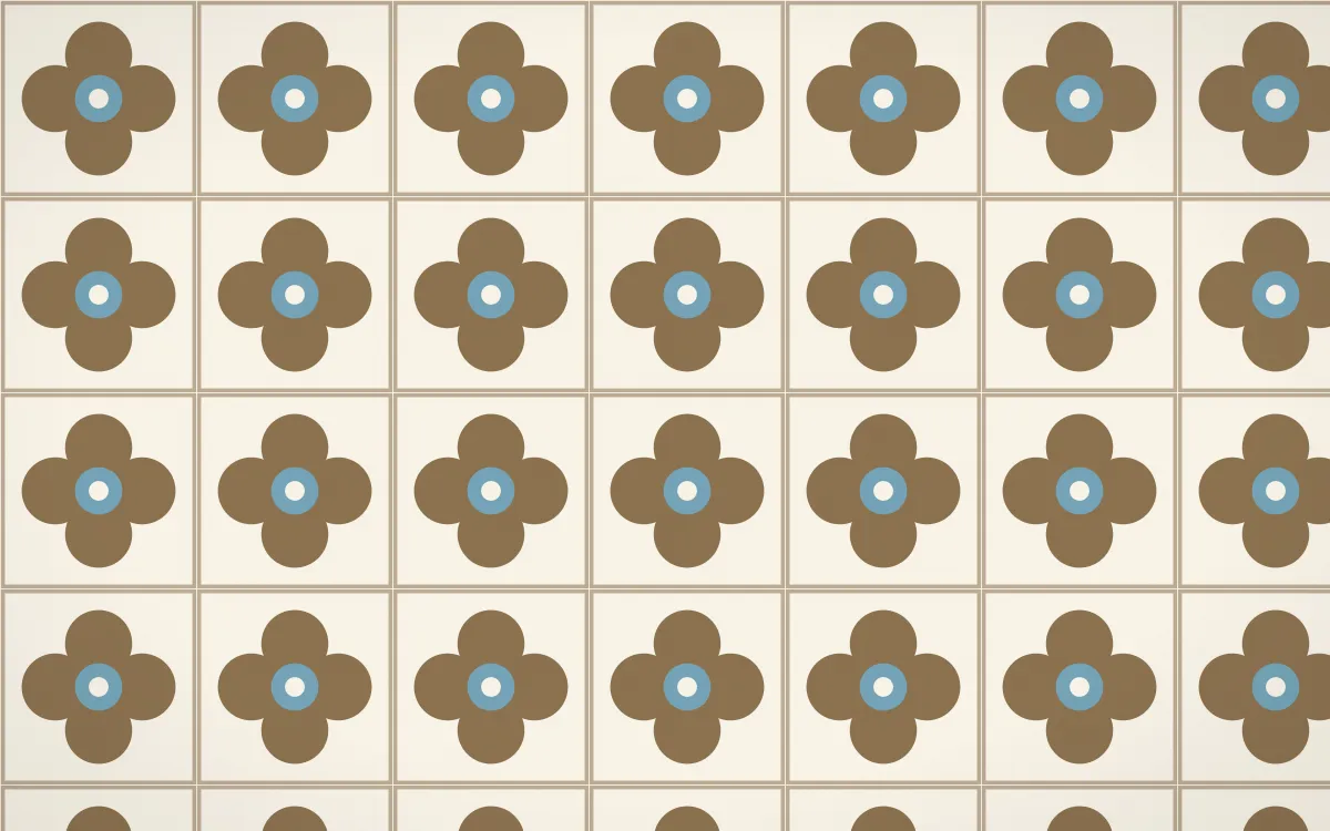 Pampas Cream Quatrefoil Tile — light orange, blue and beige azulejo background