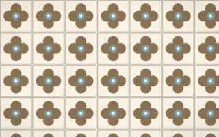 Pampas Cream Quatrefoil Tile — light orange, blue and beige azulejo background