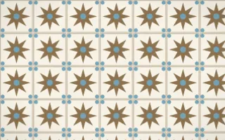 Pampas Cream Star Tile — light orange, blue and beige azulejo background