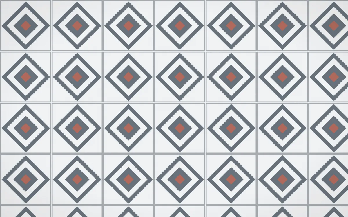 Paris Zinc Diamond Tile — light blue, red and white azulejo background