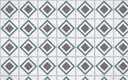 Paris Zinc Diamond Tile — light blue, red and white azulejo background