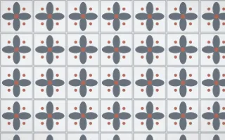 Paris Zinc Petal Tile — light blue, red and white azulejo background