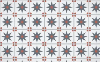 Paris Zinc Star Tile — light blue, red and white azulejo background
