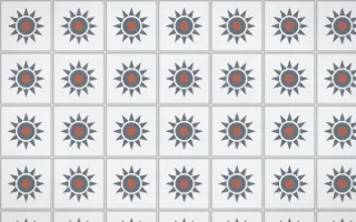 Paris Zinc Sunburst Tile — light blue, red and white azulejo background