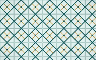 Peacock Court Lattice Tile — light teal, gold and white azulejo background
