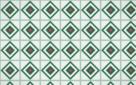 Persian Garden Diamond Tile — light green, red and white azulejo background
