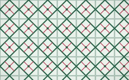 Persian Garden Lattice Tile — light green, red and white azulejo background