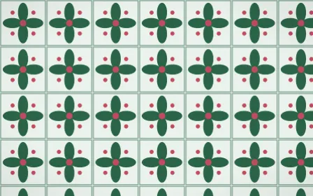 Persian Garden Petal Tile — light green, red and white azulejo background