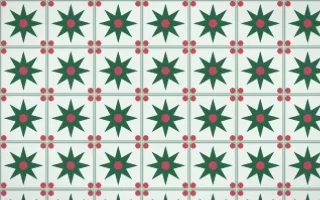 Persian Garden Star Tile — light green, red and white azulejo background