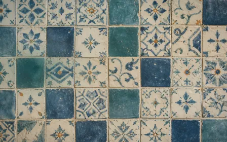 Azulejo Side Light — light teal, gold and white azulejo background