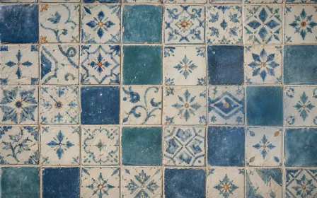Azulejo Window Light — light blue and white azulejo background