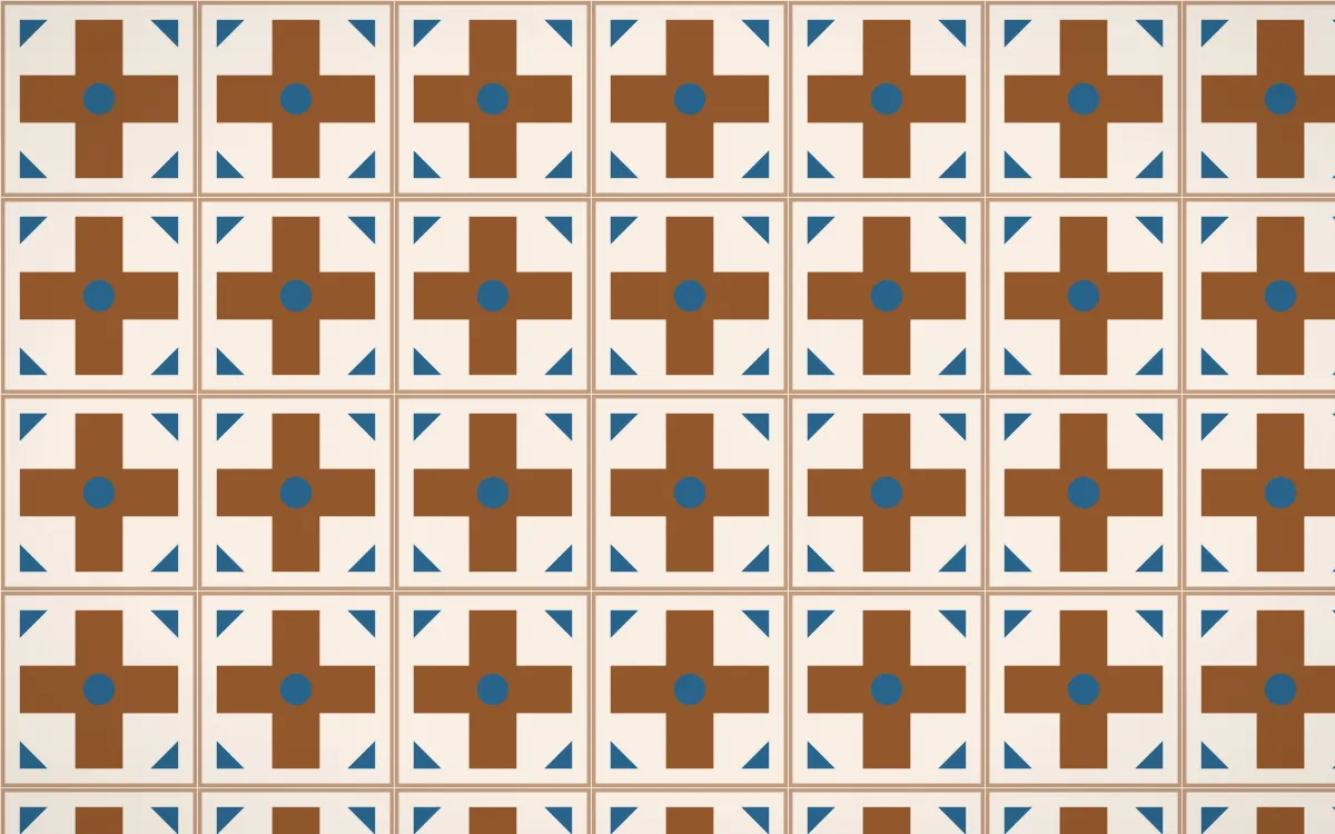 Porto Terra Cross Tile — light brown, blue and beige azulejo background