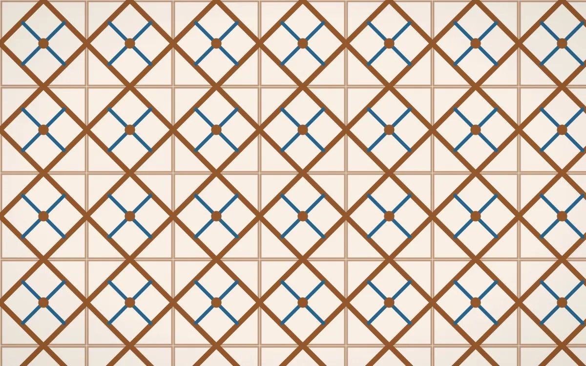 Porto Terra Lattice Tile — light brown, blue and beige azulejo background