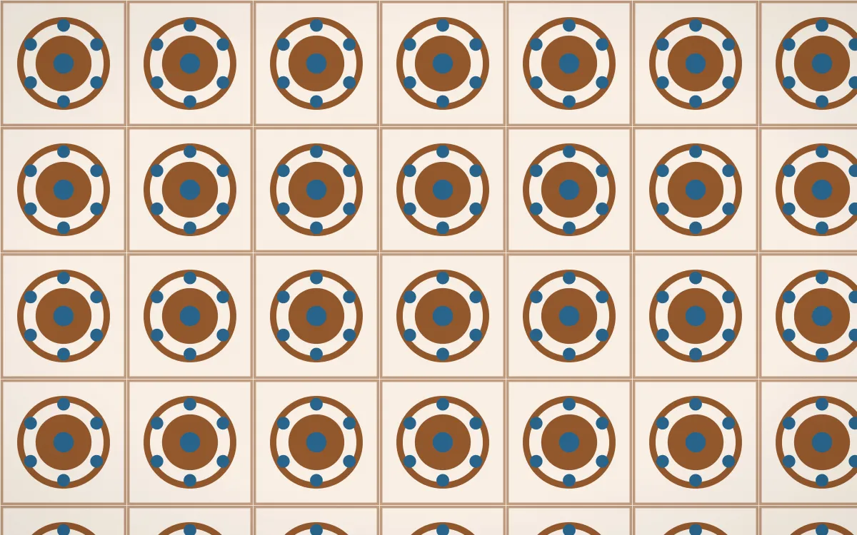 Porto Terra Medallion Tile — light brown, blue and beige azulejo background
