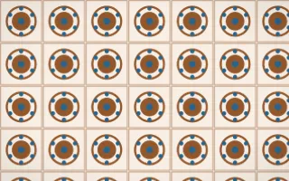 Porto Terra Medallion Tile — light brown, blue and beige azulejo background
