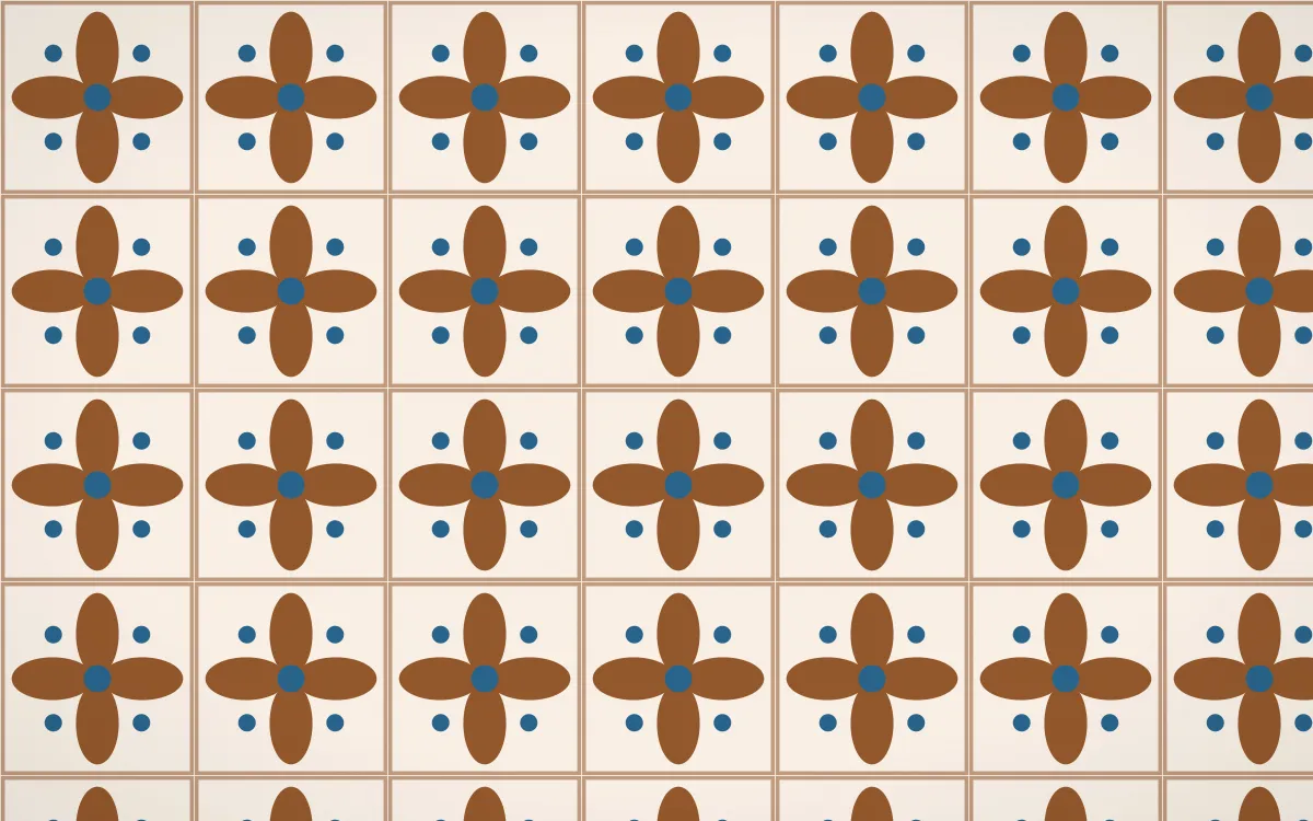 Porto Terra Petal Tile — light brown, blue and beige azulejo background
