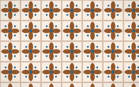 Porto Terra Petal Tile — light brown, blue and beige azulejo background