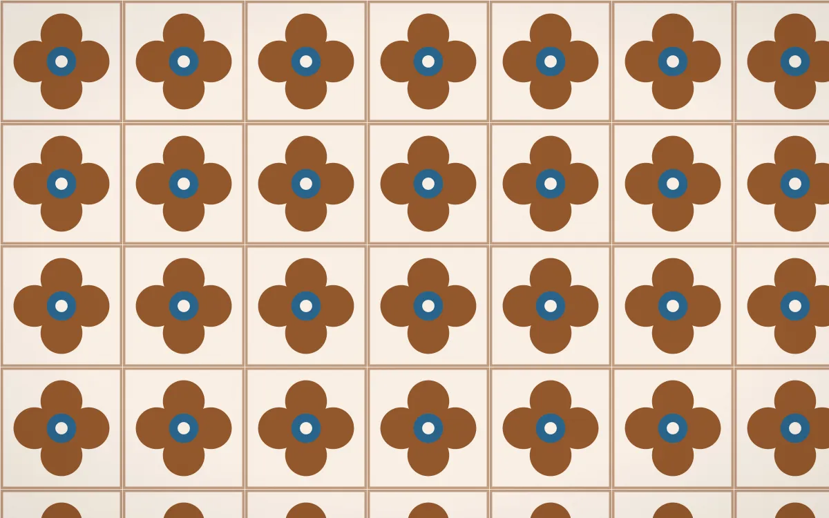 Porto Terra Quatrefoil Tile — light brown, blue and beige azulejo background