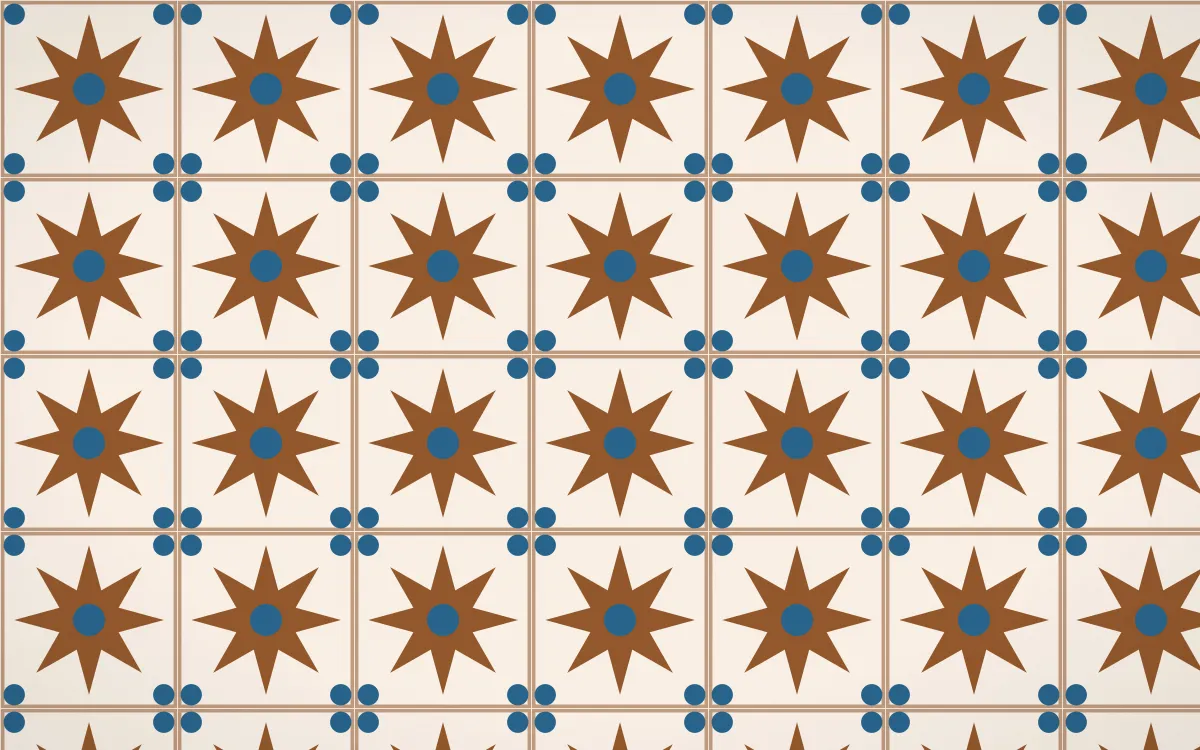 Porto Terra Star Tile — light brown, blue and beige azulejo background