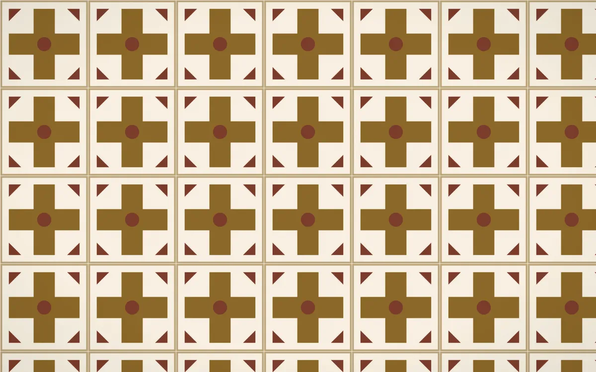 Prague Gold Cross Tile — light brown and beige azulejo background