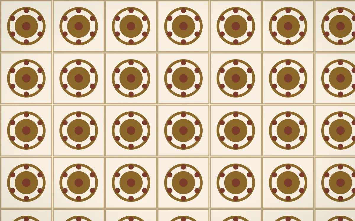 Prague Gold Medallion Tile — light brown and beige azulejo background