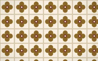 Prague Gold Quatrefoil Tile — light brown and beige azulejo background