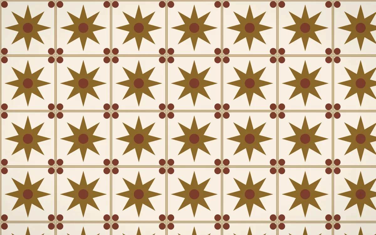 Prague Gold Star Tile — light brown and beige azulejo background