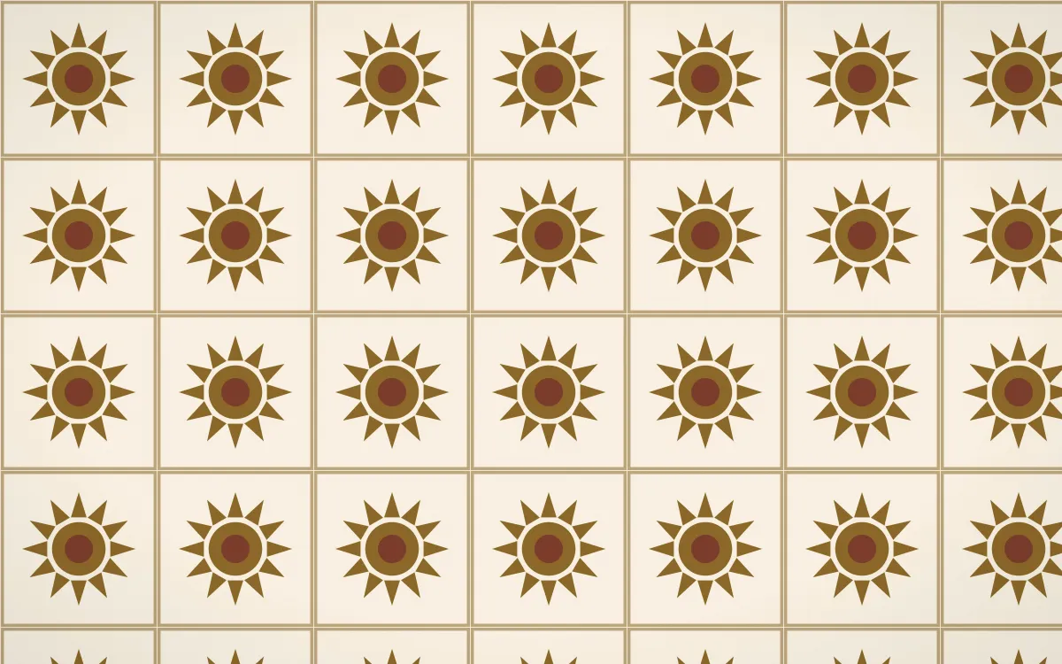 Prague Gold Sunburst Tile — light brown and beige azulejo background