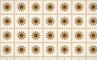 Prague Gold Sunburst Tile — light brown and beige azulejo background