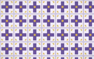Provence Cross Tile — light purple, gold and white azulejo background