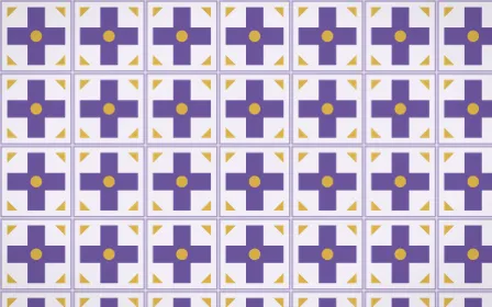 Provence Cross Tile — light purple, gold and white azulejo background