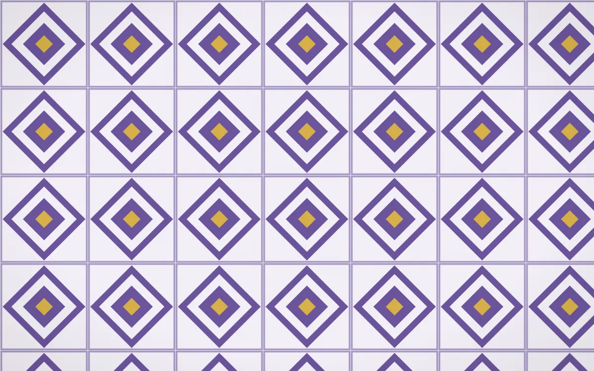 Provence Diamond Tile — light purple, gold and white azulejo background
