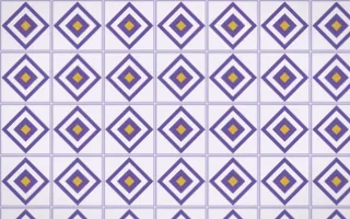 Provence Diamond Tile — light purple, gold and white azulejo background