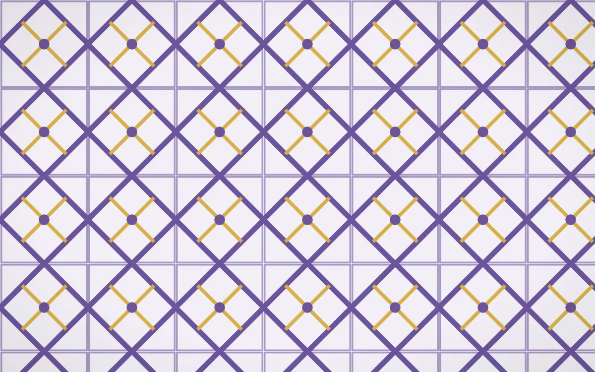 Provence Lattice Tile — light purple, gold and white azulejo background