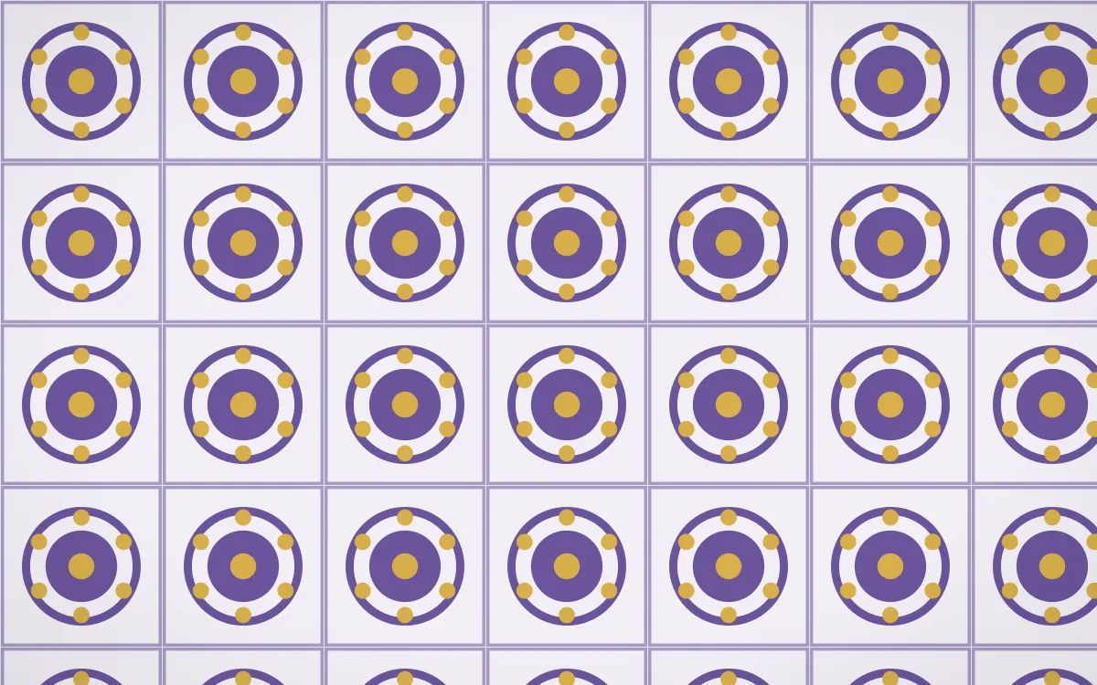 Provence Medallion Tile — light purple, gold and white azulejo background