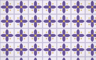Provence Petal Tile — light purple, gold and white azulejo background