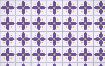 Provence Petal Tile — light purple, gold and white azulejo background