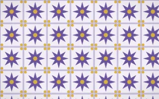 Provence Star Tile — light purple, gold and white azulejo background