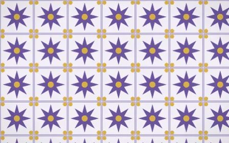 Provence Star Tile — light purple, gold and white azulejo background