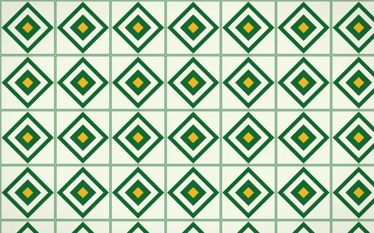 Rio Carnival Diamond Tile — light green and gold azulejo background