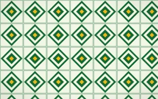 Rio Carnival Diamond Tile — light green and gold azulejo background