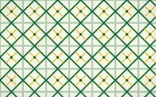 Rio Carnival Lattice Tile — light green and gold azulejo background