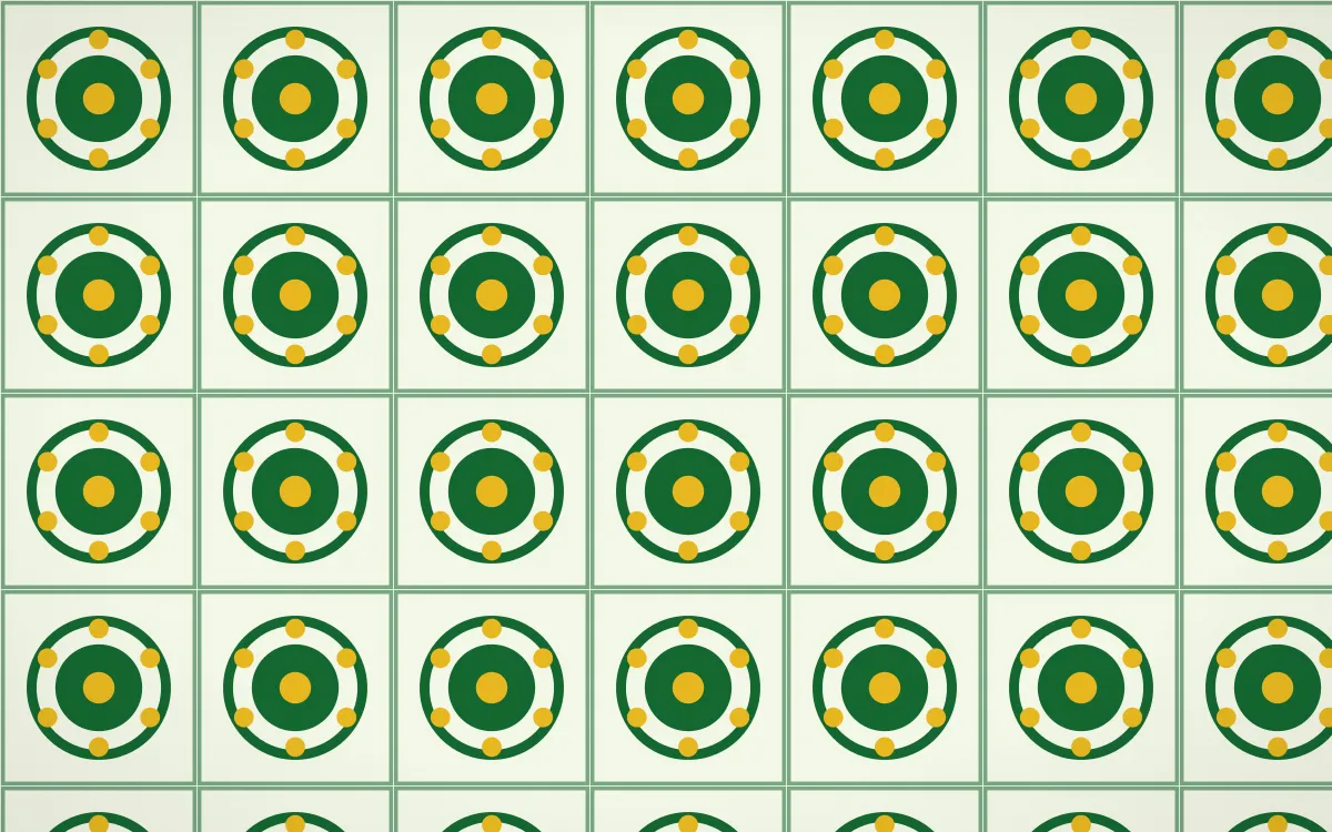 Rio Carnival Medallion Tile — light green and gold azulejo background