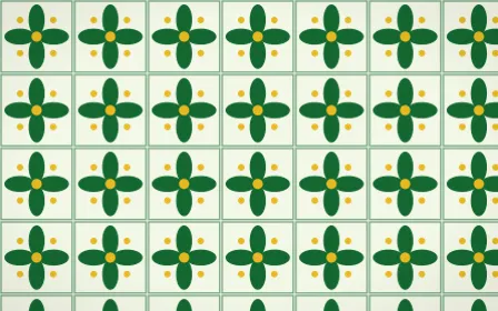 Rio Carnival Petal Tile — light green and gold azulejo background